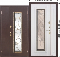 Входная дверь со стеклопакетом Плющ 1200х2050, 1300х2050 Белый ясень